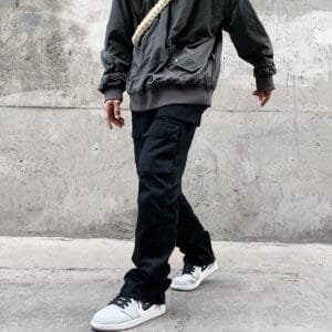 Technical Cotton Cargo Pants (Black)
