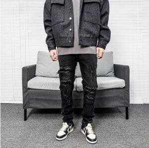 Washed Black Patch Jeans